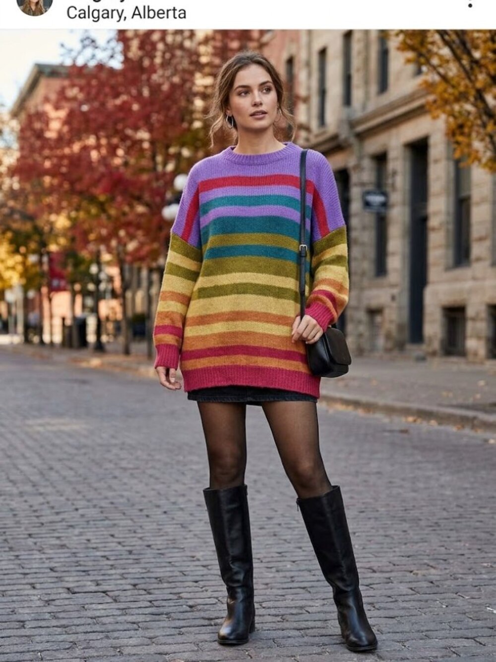 Simons Rainbow Striped Crewneck Tunic Sweater - Wool Alpaca blend - size S/M